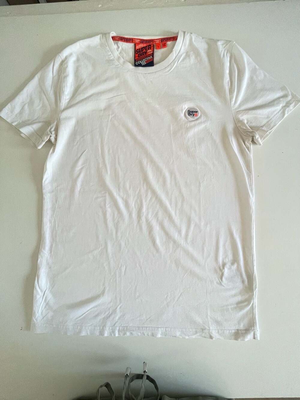 Superdry Collective Tee Men's White Crew Neck Logo Patch T-Shirt